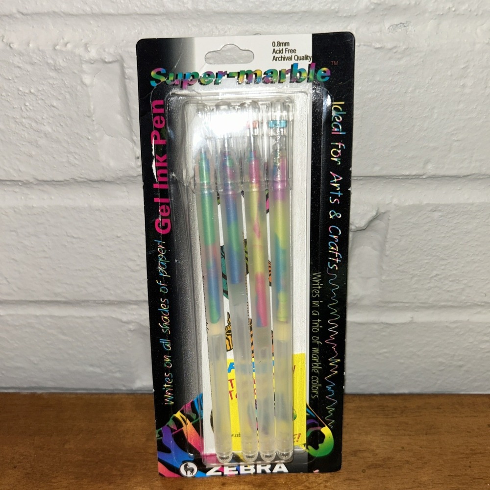 Vintage 1990's Zebra Super Marble Rainbow Gel Pen Acid Free 0.8mm